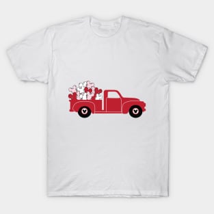 Mickey Valentine Love Heart Balloon Valentine Truck T-Shirt